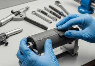 Technician remanufacturing a fuser roller for digital printing