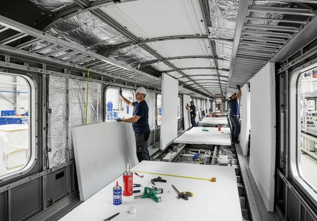 Thermal insulation for train and vehicle interiors